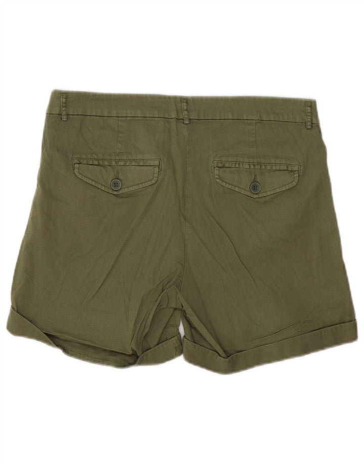 BENETTON Short Chino Femme UK 10 Small W30 Coton Kaki