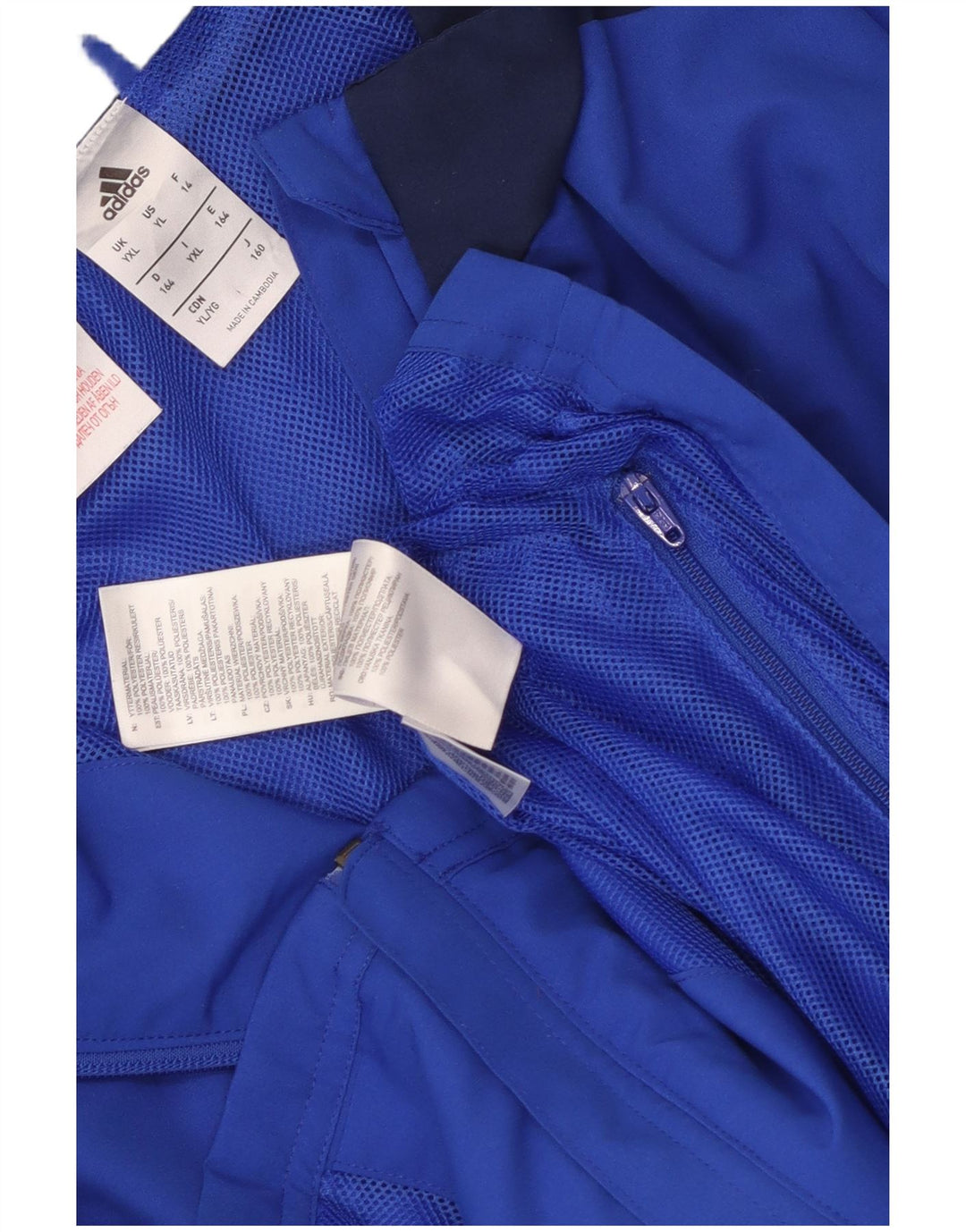 Adidas Veste de survêtement pour garçon 15-16 ans XL Bleu Colorblock Polyester