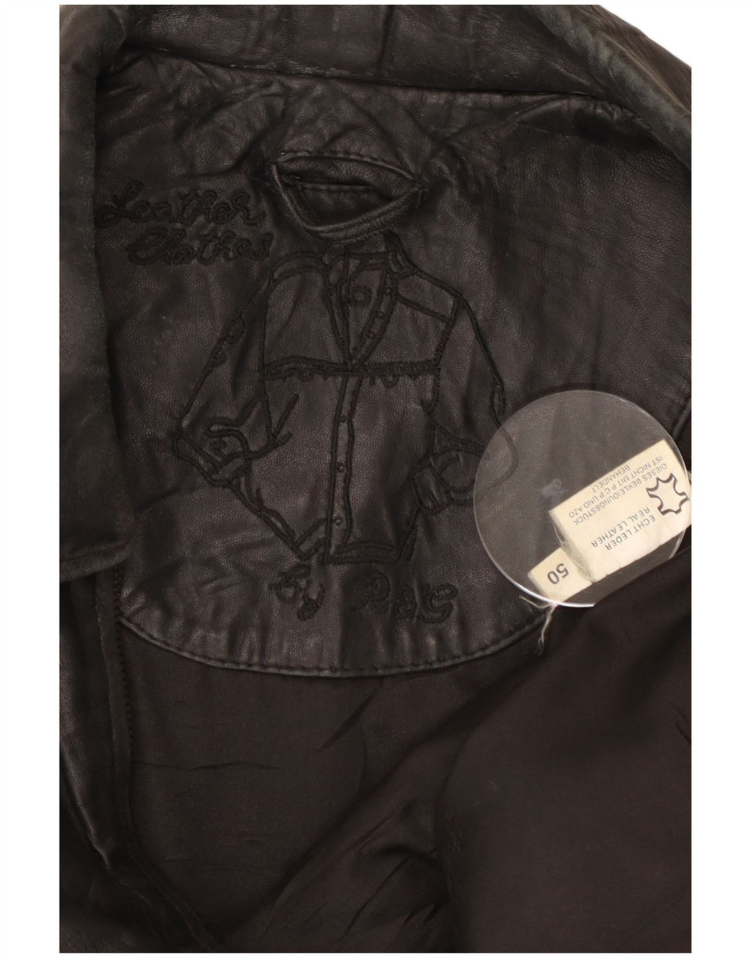 veste en cuir homme vintage IT 50 Grand cuir noir