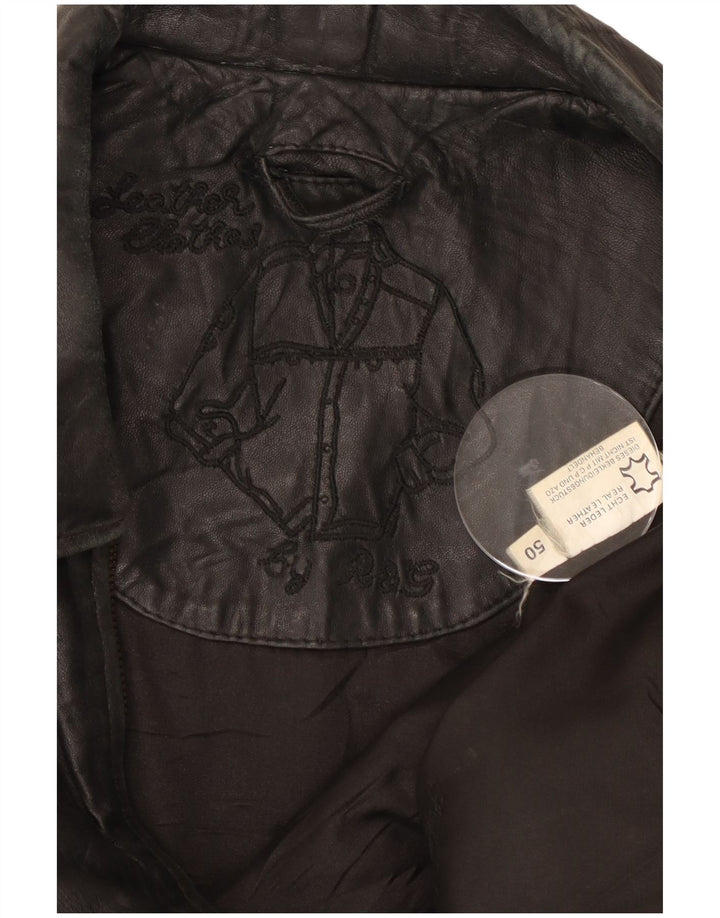 veste en cuir homme vintage IT 50 Grand cuir noir