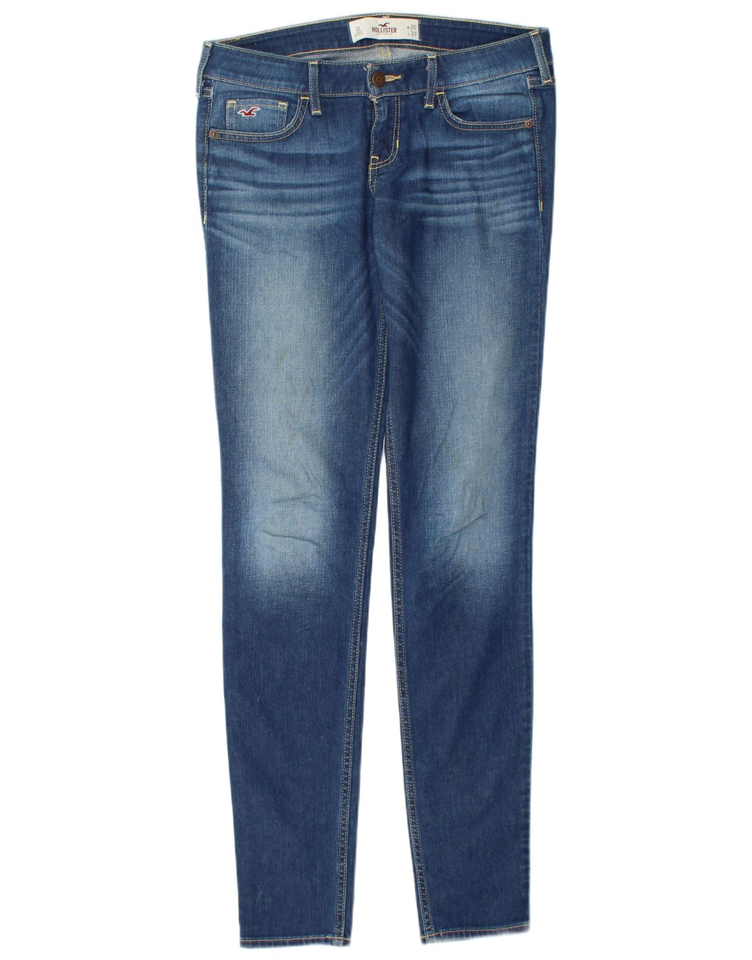 HOLLISTER Jean skinny long pour femme US 3 XS W26 L33 Bleu Coton