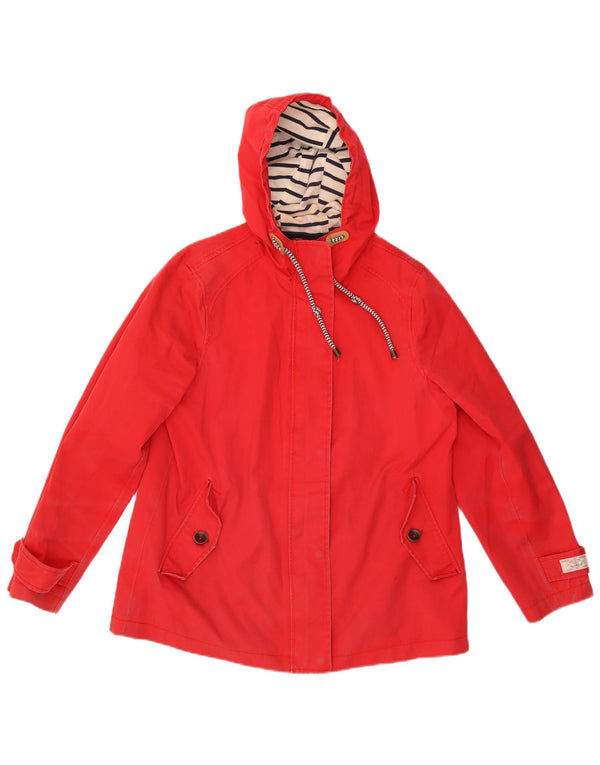Joules Veste de pluie à capuche pour femme UK 14 Large Rouge Coton