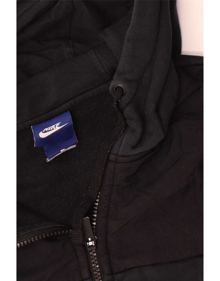 Nike Sweat à capuche zippé graphique en coton noir moyen pour homme
