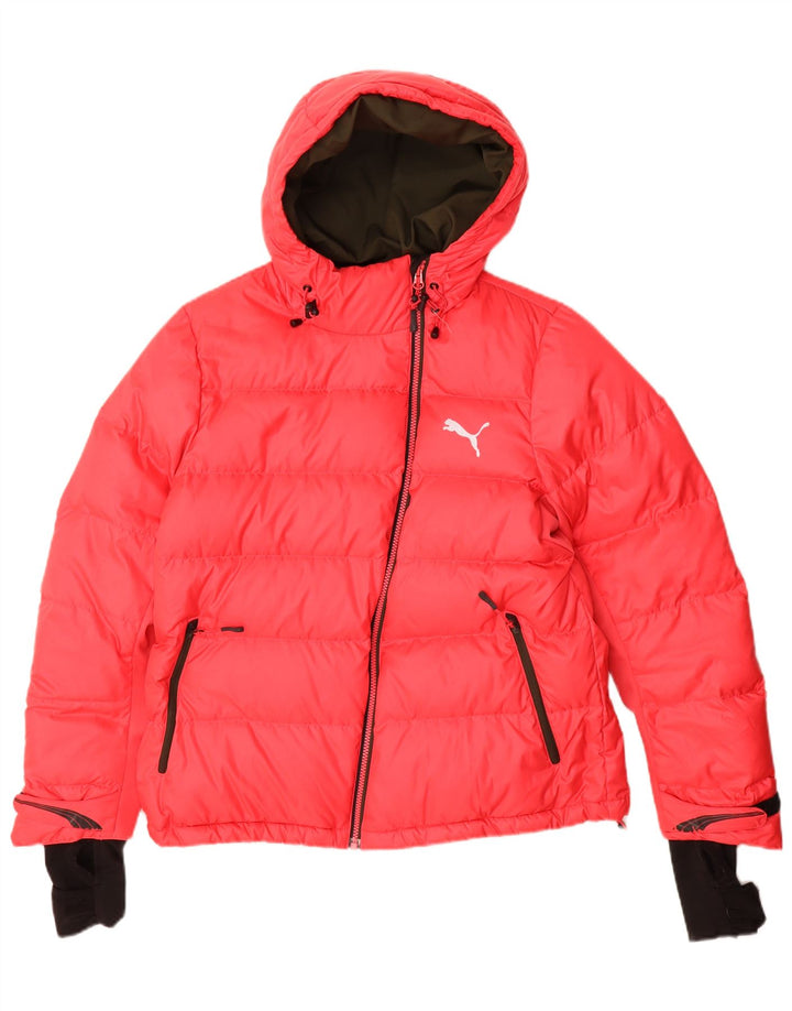 Puma Veste rembourrée à capuche pour femme UK 16 Large Rouge Polyester