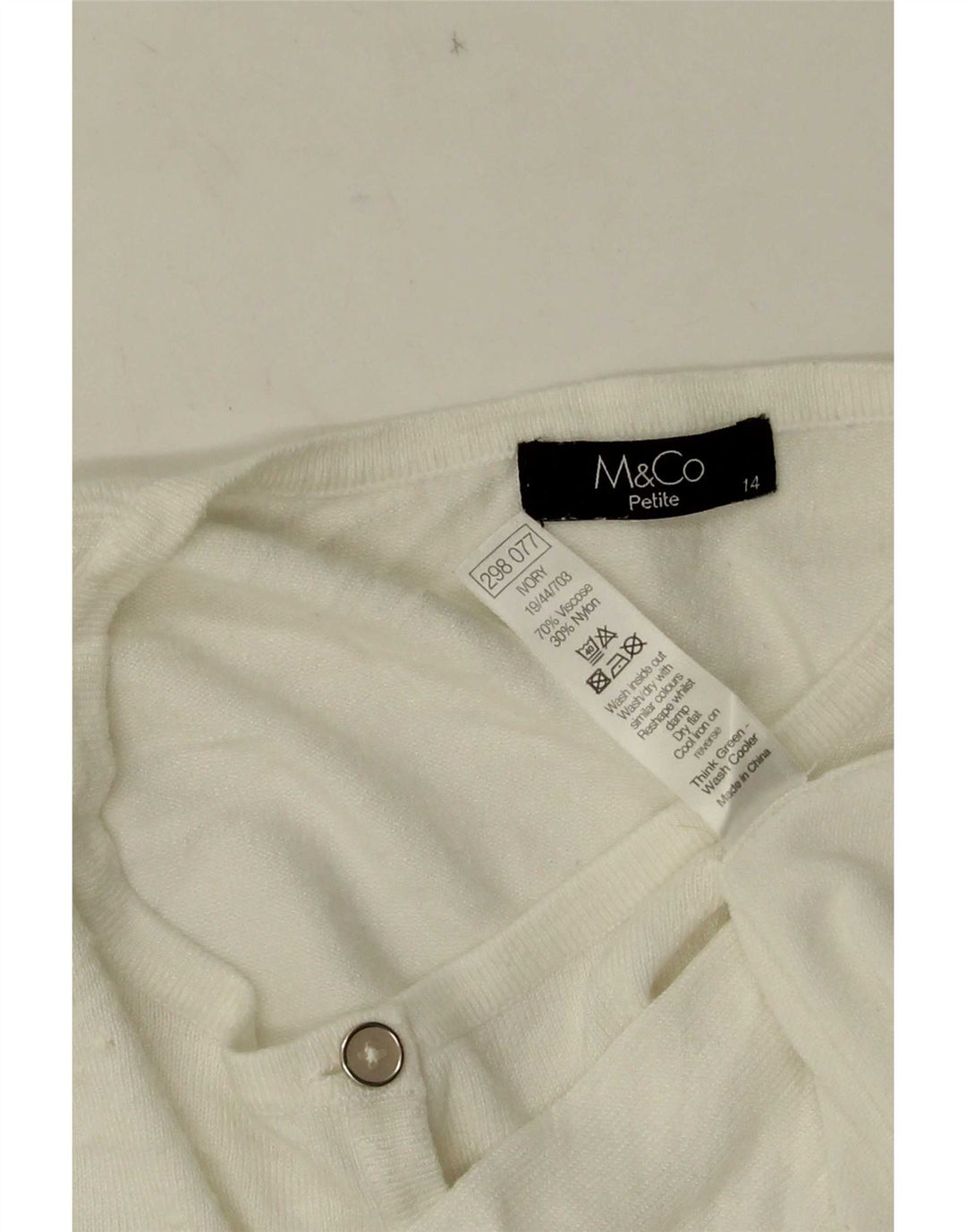 M&Co Femme Petite Boléro Jumper UK 14 Medium Blanc Viscose