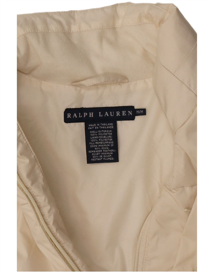 Ralph Lauren Veste matelassée courte pour femme UK 14 Medium Off White Polyester
