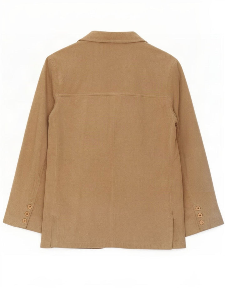 vintage Femme 3 Boutons Blazer En Daim Veste IT 44 Cuir Beige Moyen