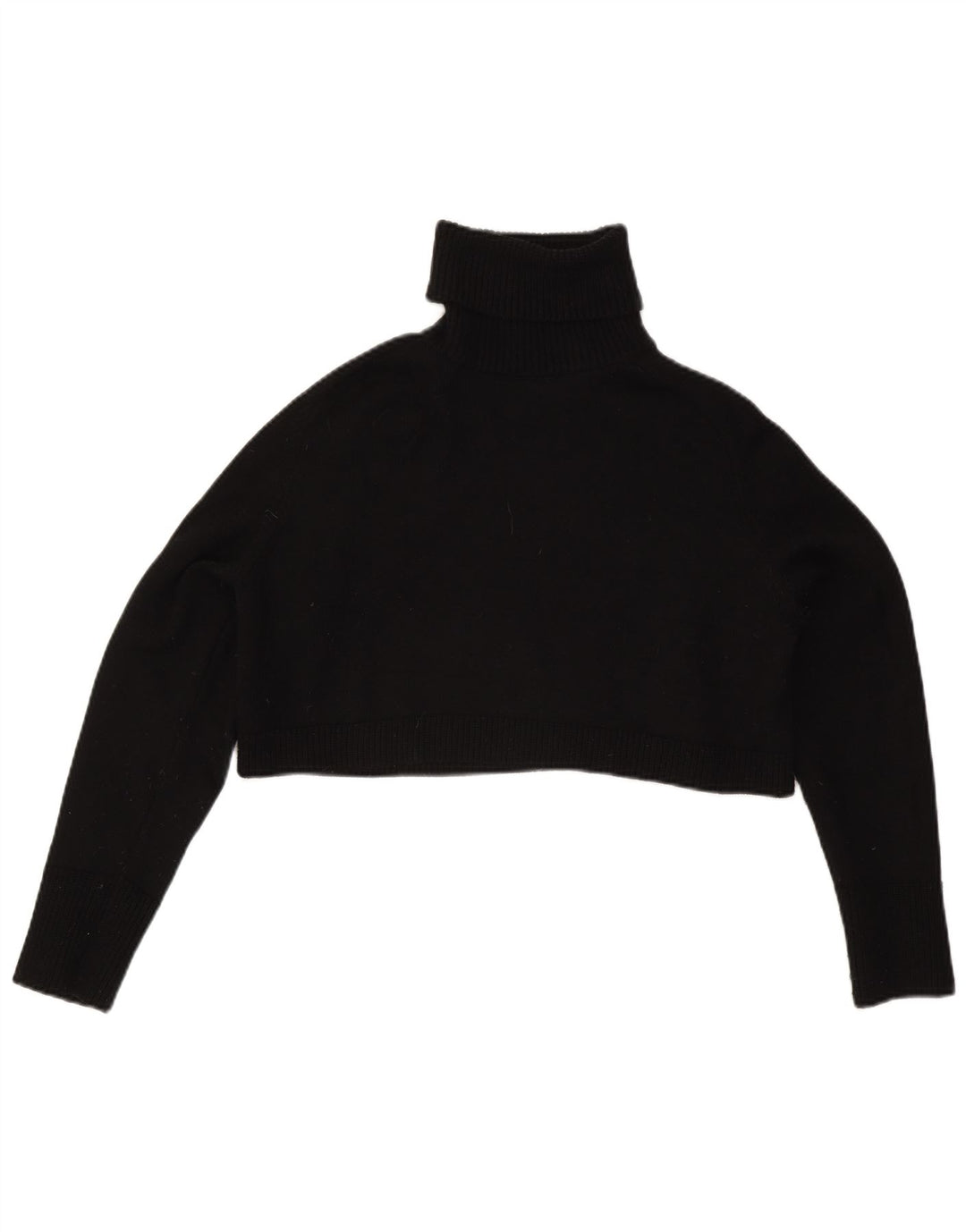Zara Pull court à col roulé pour femme UK 14 Viscose noir moyen