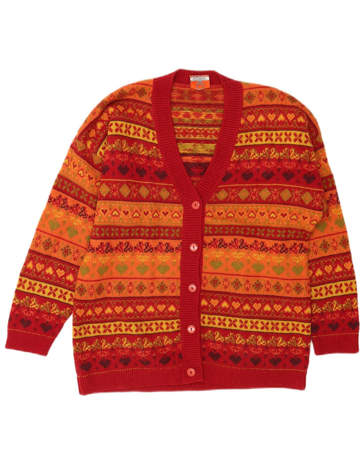 Stefanel Womens Cardigan Sweater UK 16 Large Multicolore Fair Isle