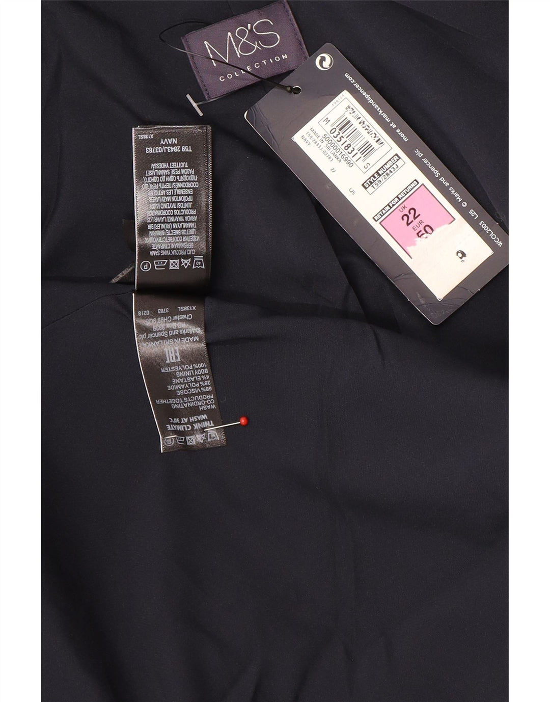 Marks & Spencer Veste blazer à 2 boutons pour femme UK 22 3XL Bleu marine Viscose