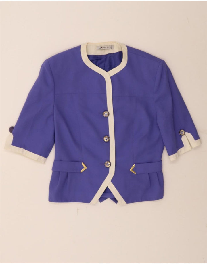HARDOB Womens Short Sleeve 3 Button Blazer Jacket UK 10 Small Purple Vintage Hardob and Second-Hand Hardob from Messina Hembry 