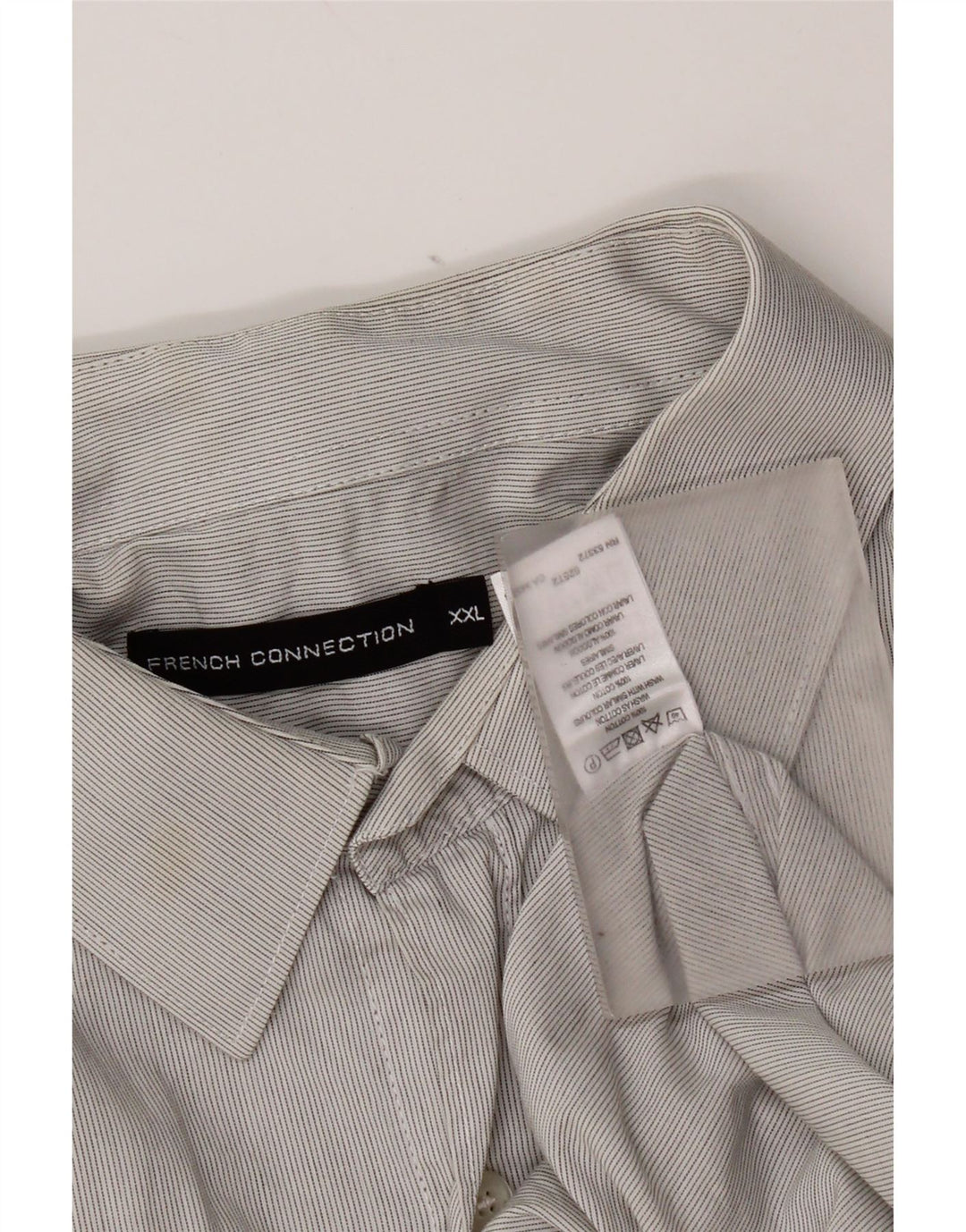 French Connection Chemise Homme 2XL Gris Rayure Coton