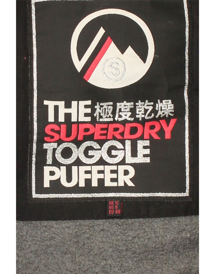 SUPERDRY Womens Hooded Padded Jacket UK 12 Medium Black Polyester Vintage Superdry and Second-Hand Superdry from Messina Hembry 