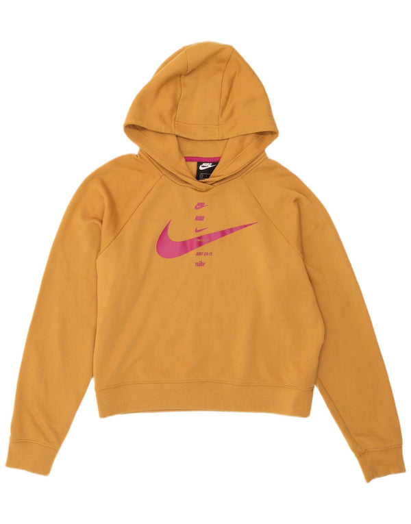 Nike Femme Crop Graphic Sweat à capuche surdimensionné UK 10 Petit Beige
