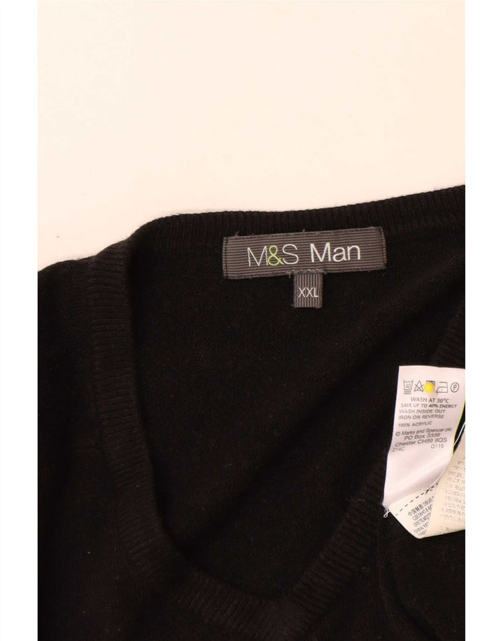 Marks & Spencer Pull col V pour homme 2XL Acrylique noir