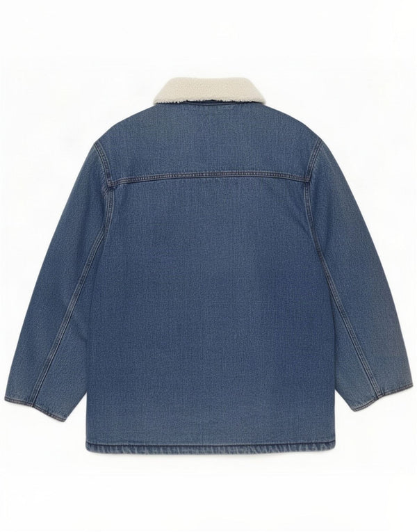 Vintage Mens Sherpa Duffle Denim Jacket UK 38 Medium Blue Cotton