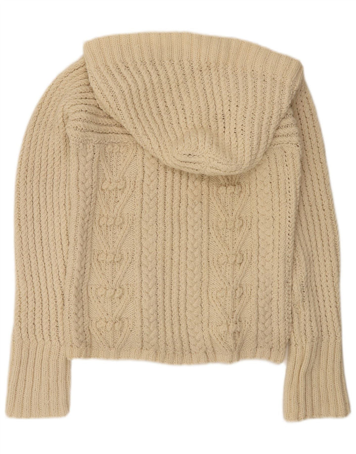 vintage Femme Pull à capuche Pull UK 14 Beige Moyen