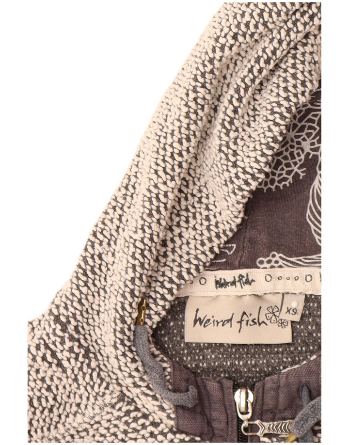 WEIRD FISH Pull à capuche zippé pour femme UK 6 XS Gris Coton