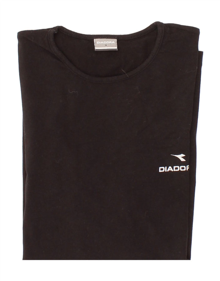 DIADORA Womens T-Shirt Top US 4 Small Black Cotton Vintage Diadora and Second-Hand Diadora from Messina Hembry 