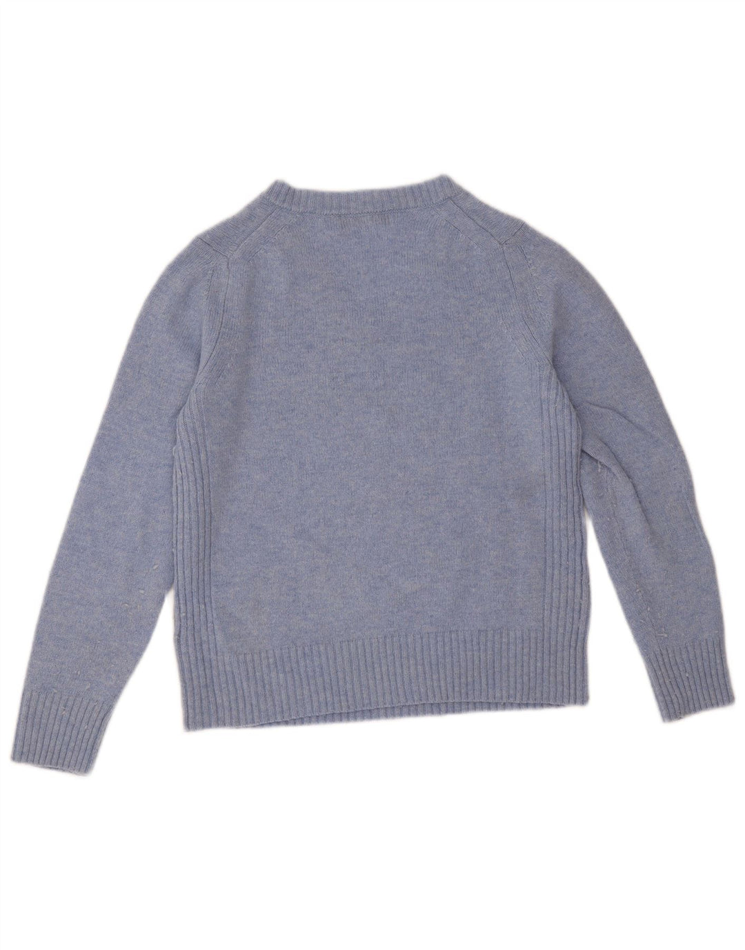 Marks & Spencer Pull col en V pour femme UK 12 Bleu moyen Laine d'agneau