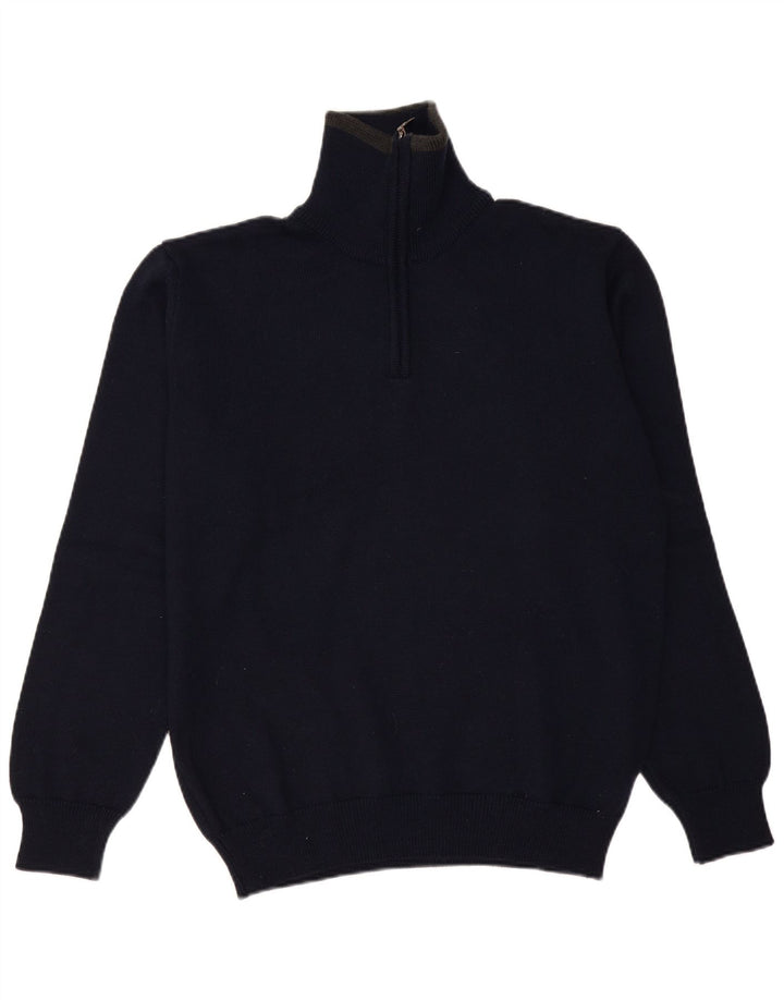 Sporting Mare Pull à col zippé pour homme en laine vierge bleu marine Taille L