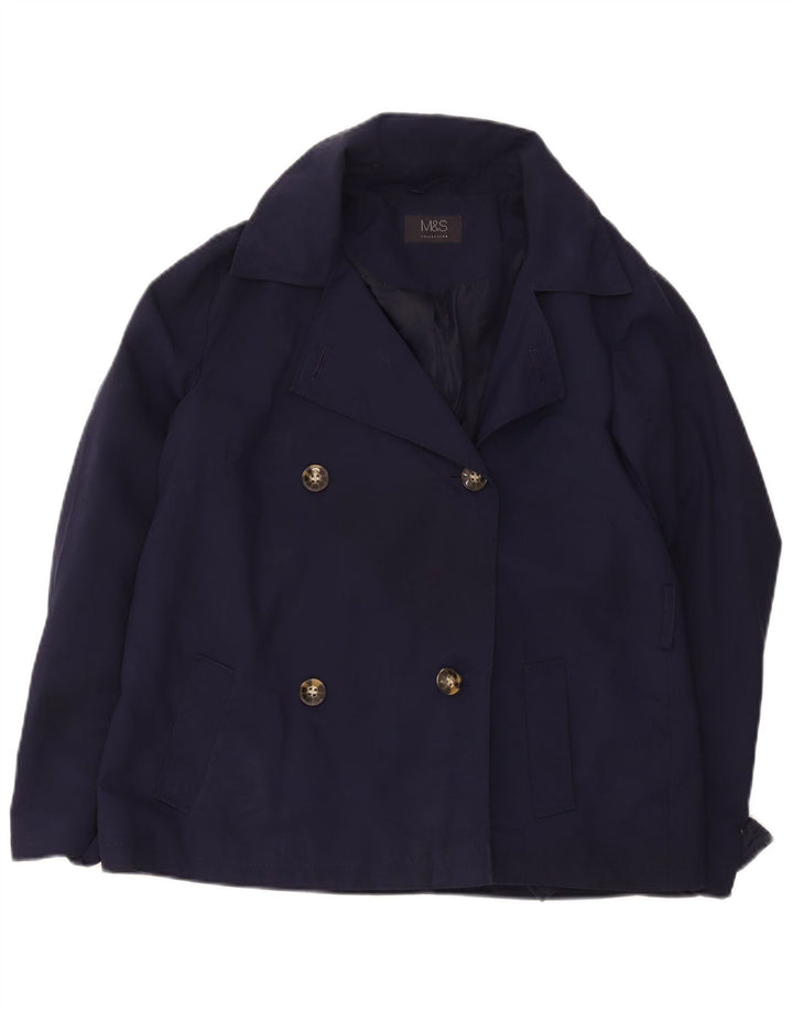 Marks & Spencer Trench court pour femme UK 14 Large Bleu marine Polyester