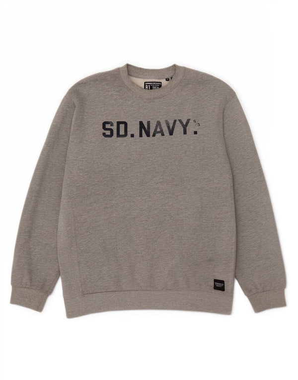 Superdry Sweat-shirt surdimensionné graphique pour femme UK 14 Large Gris Coton