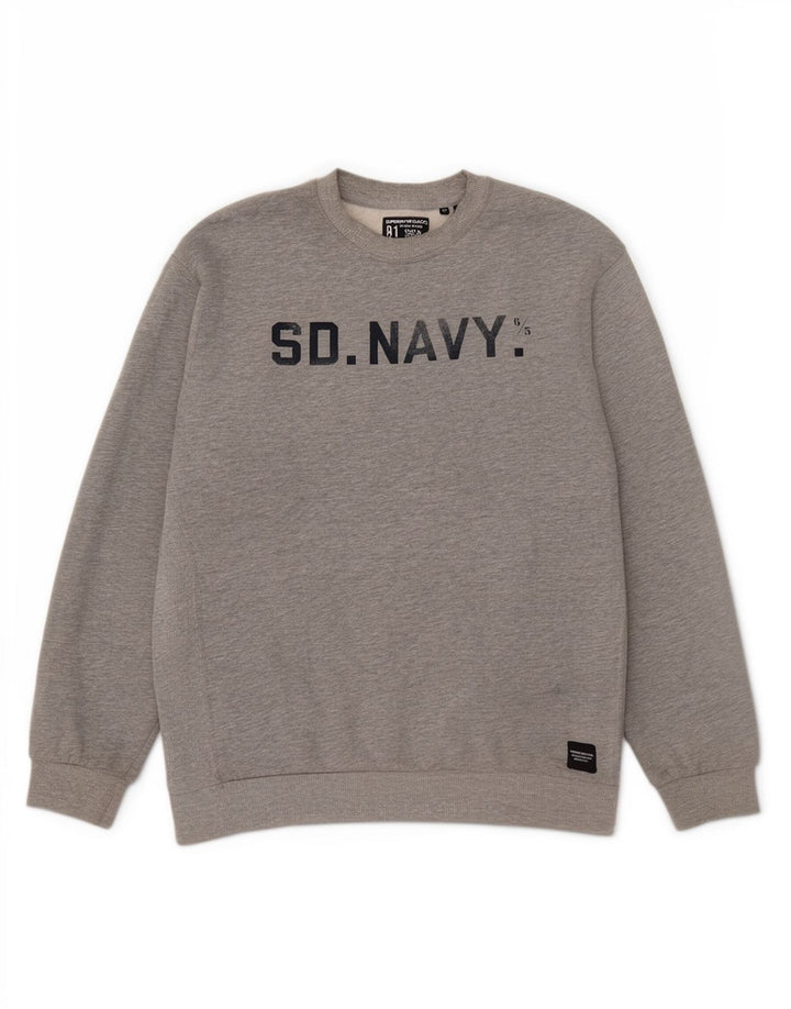 Superdry Sweat-shirt surdimensionné graphique pour femme UK 14 Large Gris Coton