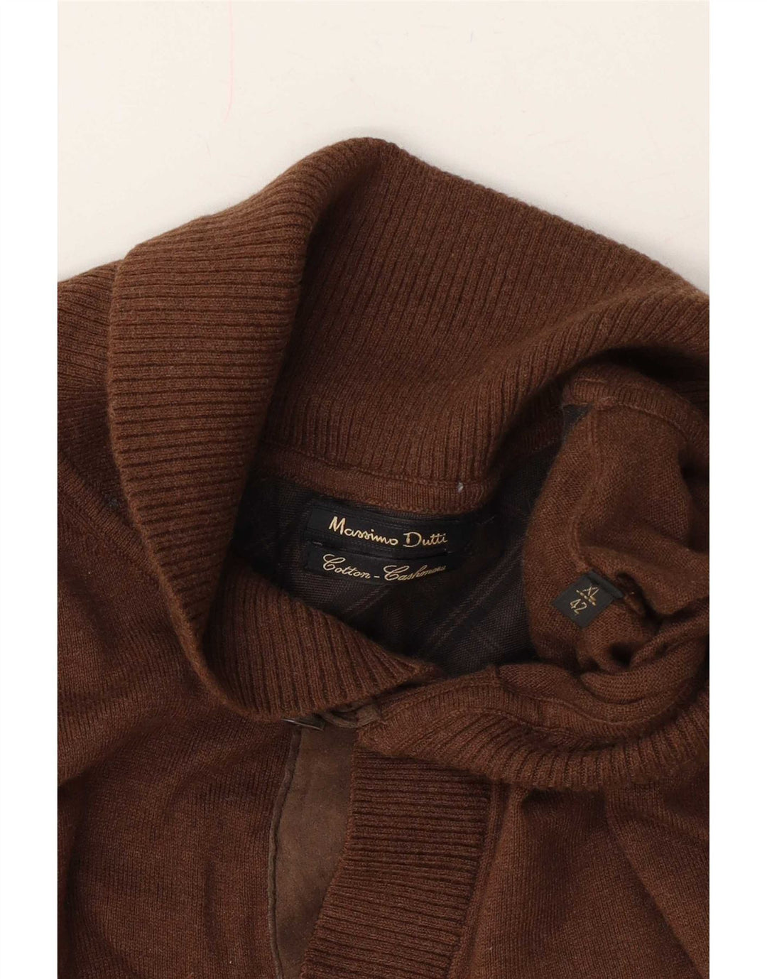 Massimo Dutti Pull col châle pour homme XL en coton marron