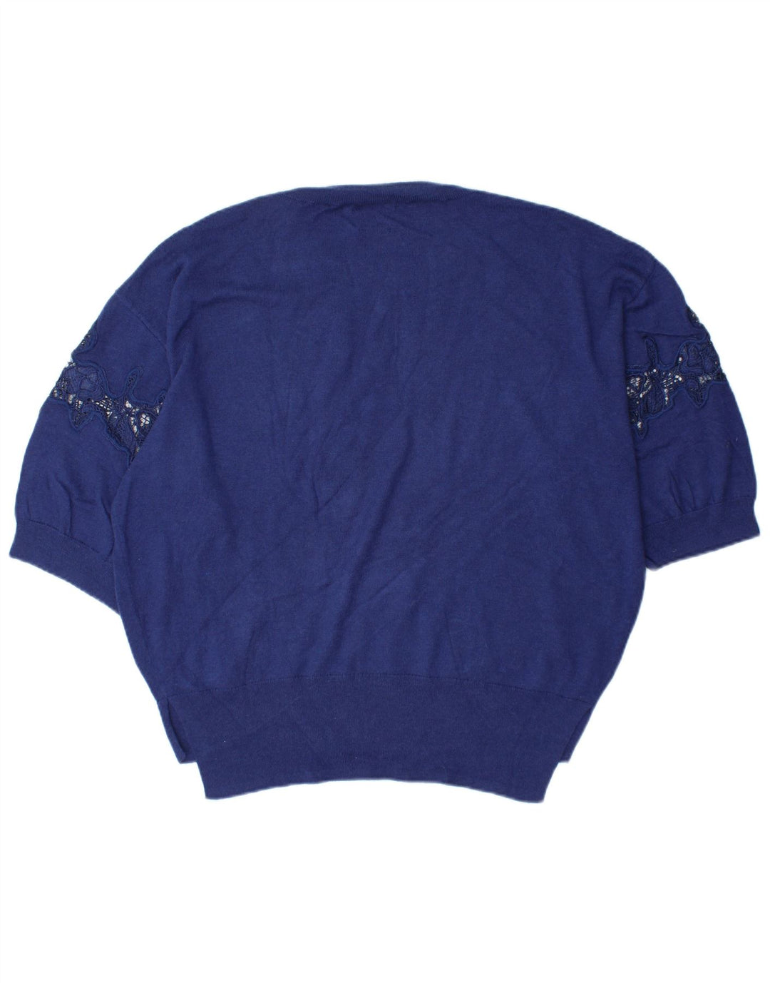 MASSIMO DUTTI Pull surdimensionné à col rond pour femme UK 14 Bleu moyen