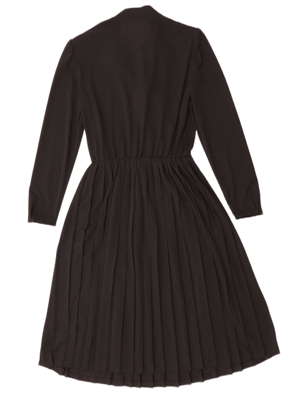 vintage Femmes Manches Longues A-Line Robe UK 12 Moyen Noir