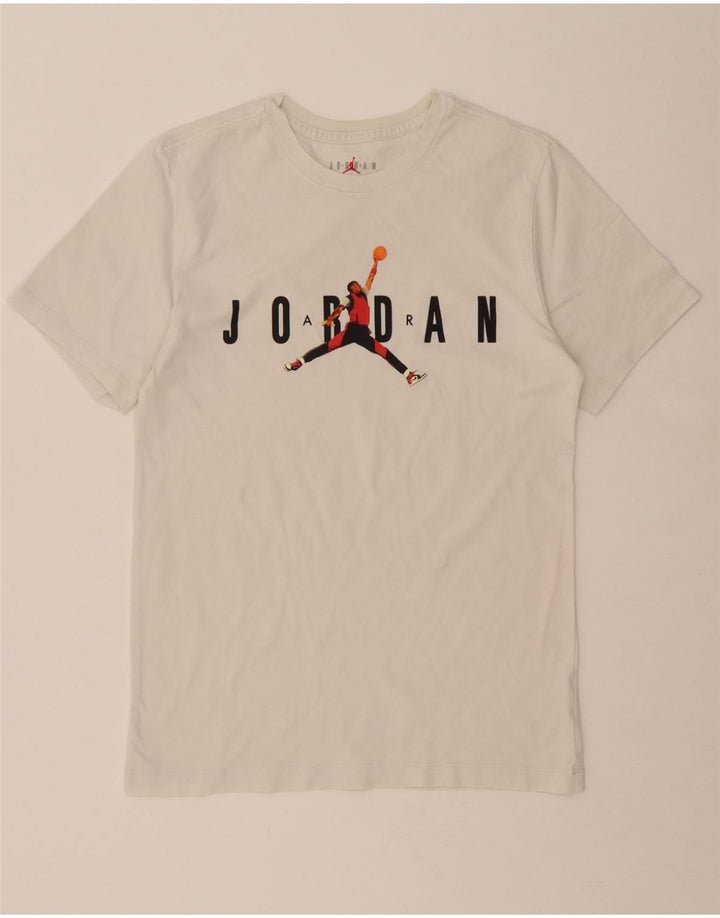 JORDAN Mens Graphic T-Shirt Top Small White Cotton Vintage Jordan and Second-Hand Jordan from Messina Hembry 
