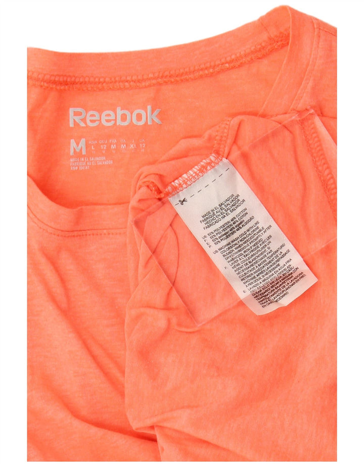 REEBOK T-Shirt Femme UK 12 Polyester Moucheté Orange Moyen