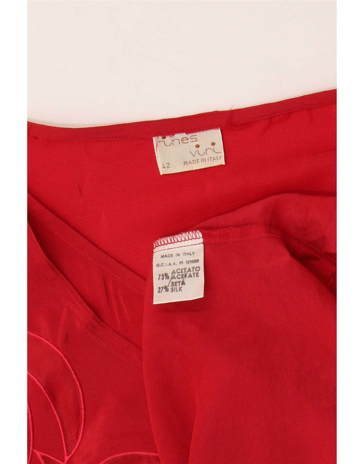 vintage Femme Loose Fit Blouse Top IT 42 Acétate Rouge Moyen