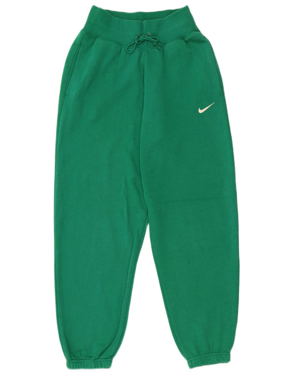 Nike Womens High Waist Tracksuit Trousers Joggers UK 6 XS  Green Cotton