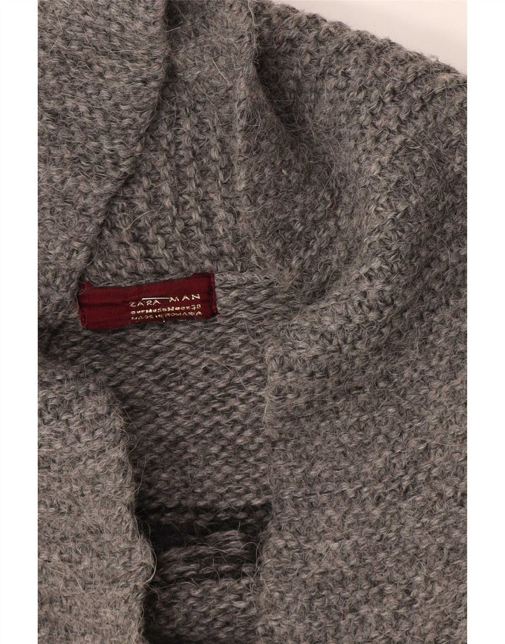 Zara Homme Cardigan Pull Gris Moyen Géométrique