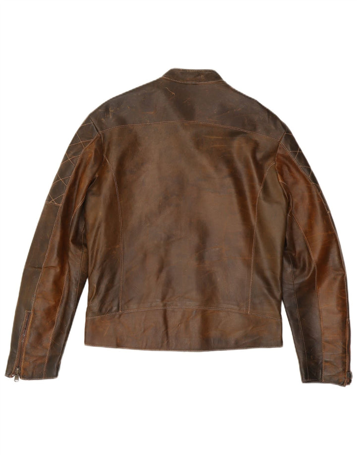 Veste en cuir homme vintage UK 36 Petit cuir marron