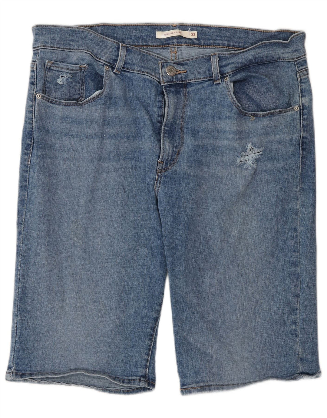 LEVI'S Bermuda en jean vieilli pour femme W32 en coton bleu moyen