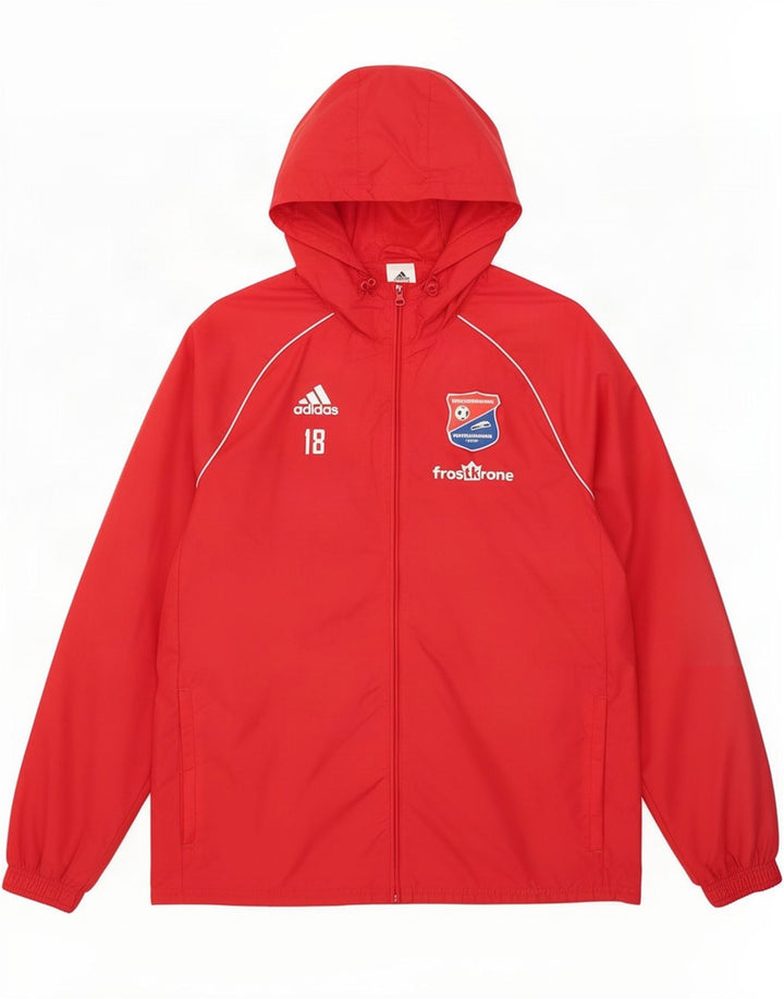 Adidas Veste de survêtement à capuche graphique pour homme en nylon rouge moyen