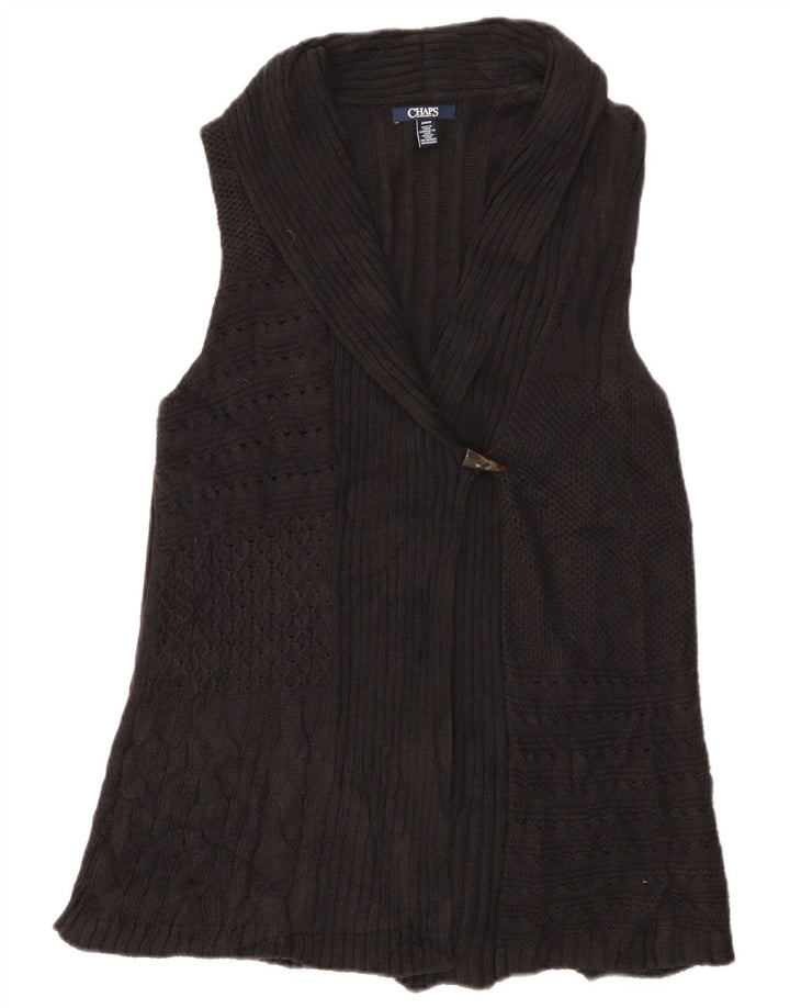 CHAPS Pull cardigan sans manches pour femme UK 12 Coton noir moyen
