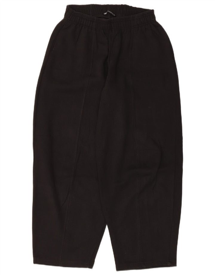Zara Pantalon de survêtement pour femme UK 12 Coton noir moyen
