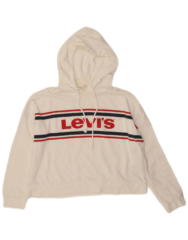Levi's Pull à capuche graphique surdimensionné pour femme UK 10 Petit blanc rayé