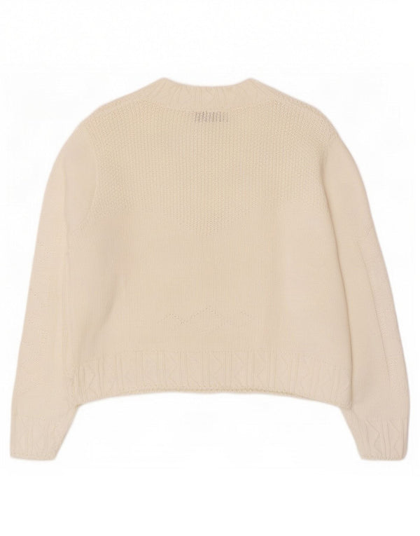 Benetton Femme Cardigan Court Pull IT 48 XL Blanc Coton