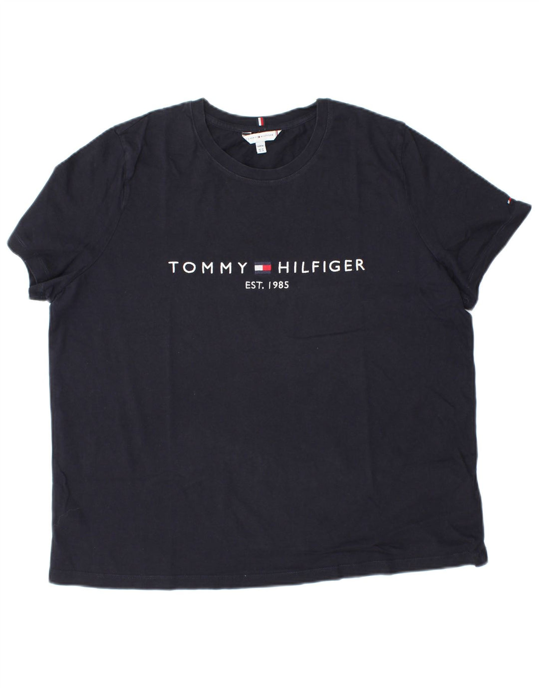TOMMY HILFIGER T-Shirt Graphique Femme UK 18 XL Bleu Marine Coton