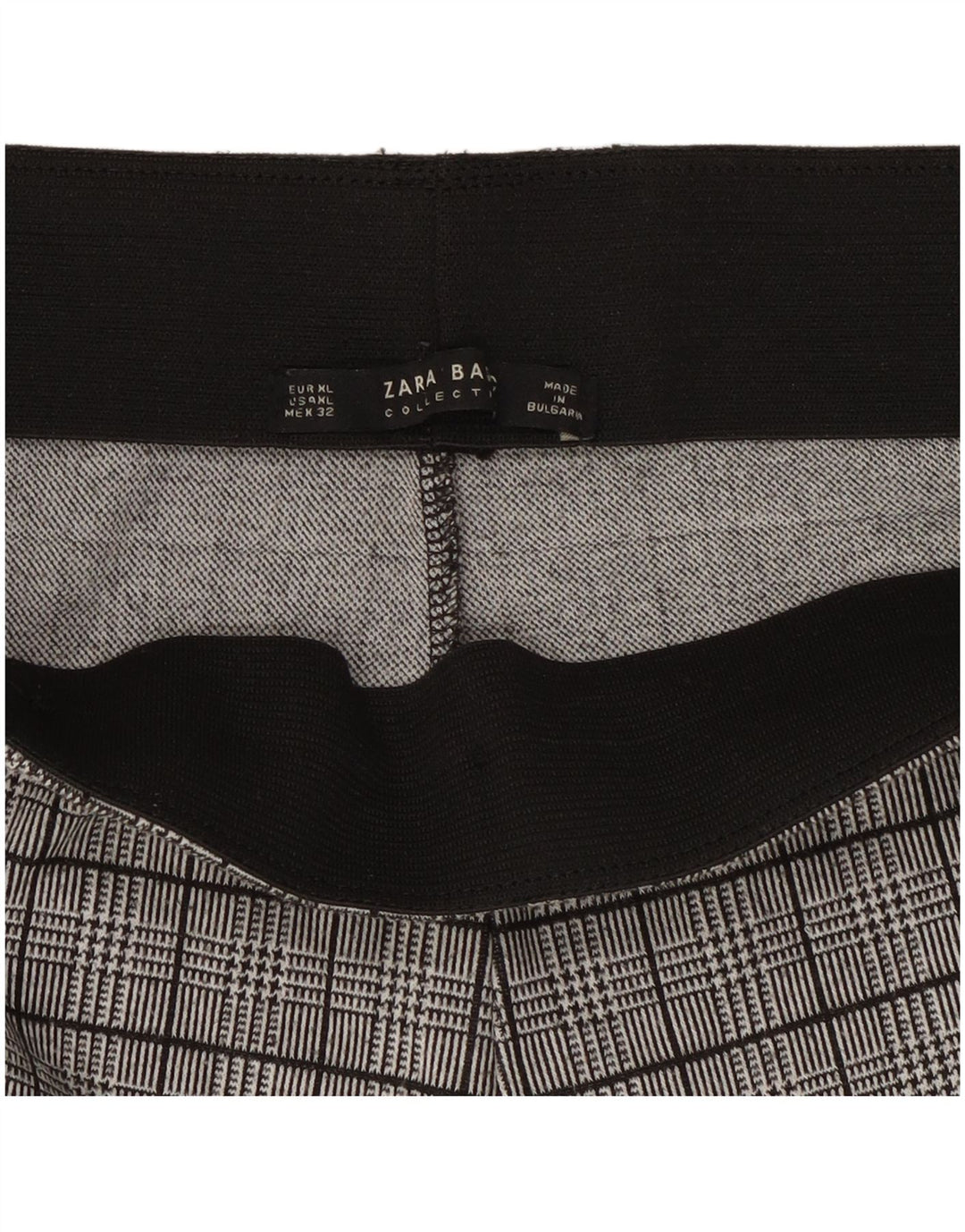 Zara Leggings Femme UK 18 XL Pied-de-poule Gris