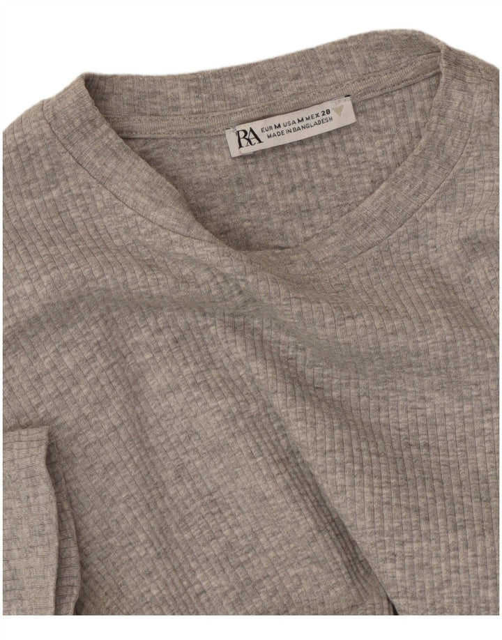 ZARA Womens Crop T-Shirt Top UK 12 Medium Grey