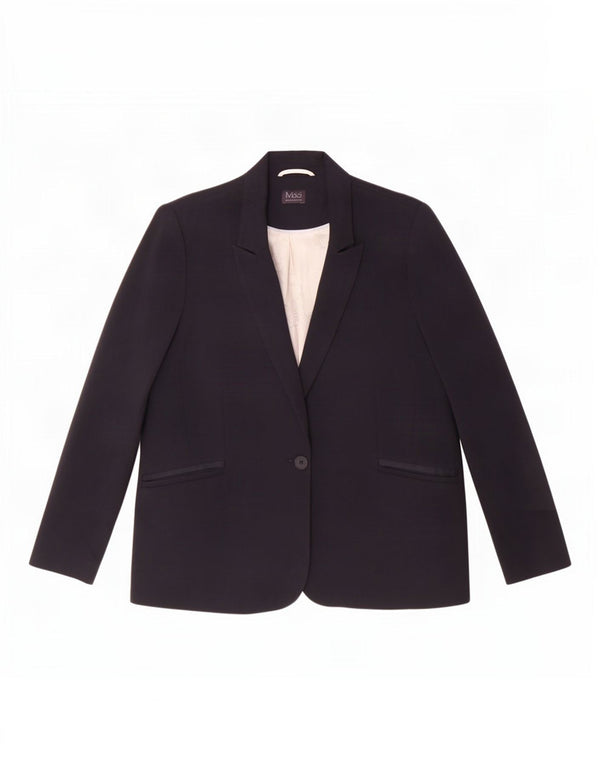 Marks & Spencer Veste blazer 1 bouton pour femme UK 20 2XL Bleu marine Polyester