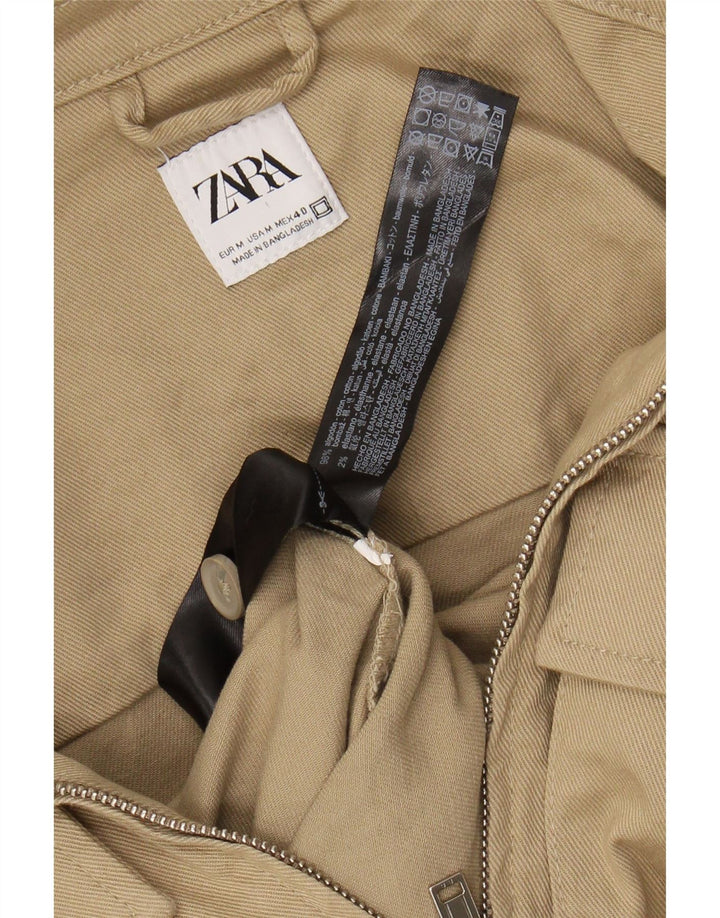 ZARA Veste Bomber Homme UK 38 Coton Beige Moyen