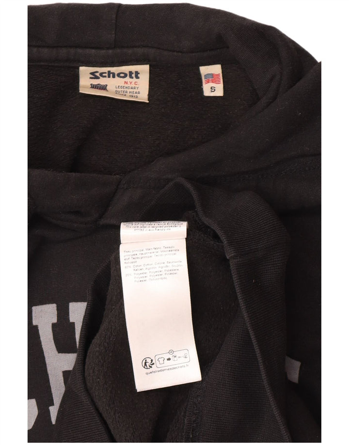 Schott Pull à capuche graphique homme petit coton noir