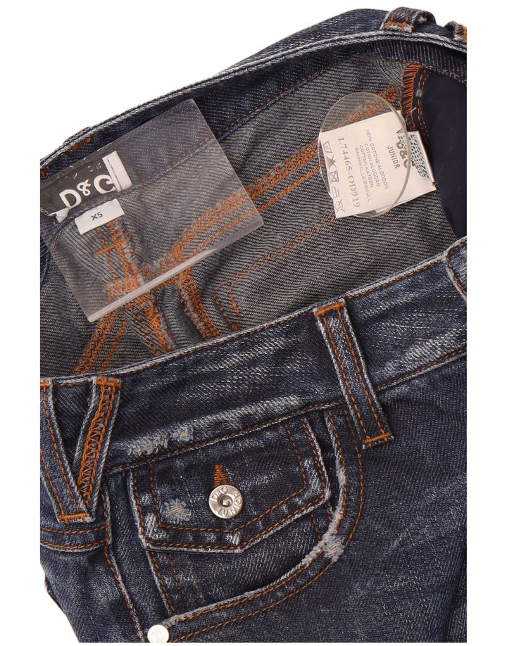 Dolce & Gabbana Jean droit femme XS W26 L30 bleu patchwork coton